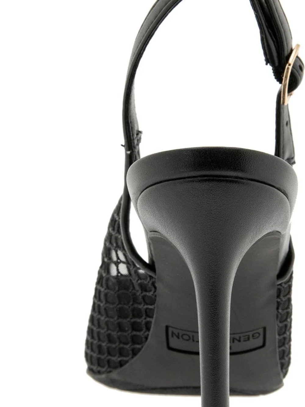 BCBGeneration Black Mesh Pointed Slingback Heels